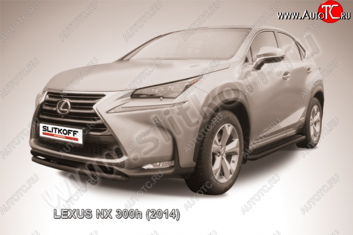 5 999 р. Защита переднего бампера из трубы d57 Slitkoff (короткая)  Lexus NX300h  Z10 (2014-2017) дорестайлинг (Цвет: серебристый)  с доставкой в г. Таганрог