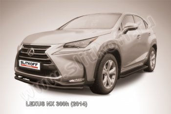 9 449 р. Защита переднего бампера из трубы d57 Slitkoff (радиусная)  Lexus NX300h  Z10 (2014-2017) дорестайлинг (Цвет: серебристый)  с доставкой в г. Таганрог. Увеличить фотографию 1