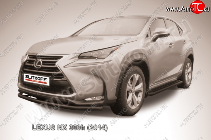 9 449 р. Защита переднего бампера из трубы d57 Slitkoff (радиусная)  Lexus NX300h  Z10 (2014-2017) дорестайлинг (Цвет: серебристый)  с доставкой в г. Таганрог