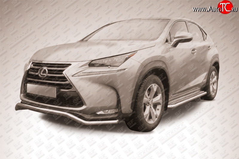 14 449 р. Фигурная защита переднего бампера диаметром 57 мм Slitkoff  Lexus NX300h  Z10 (2014-2017) дорестайлинг (Нержавейка, Полированная)  с доставкой в г. Таганрог