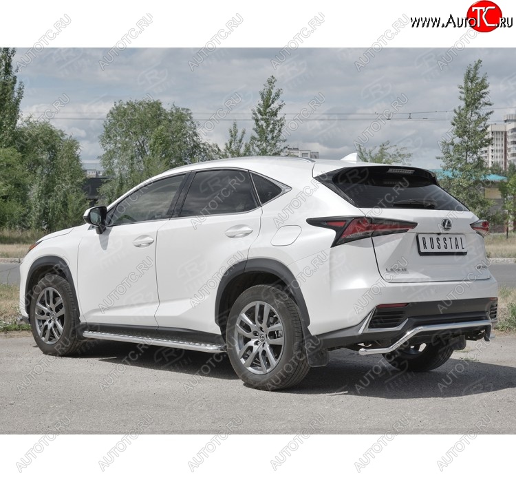 15 999 р. Защита заднего бампера (Ø42 мм волна, нержавейка) SLITKOFF  Lexus NX300h  Z10 (2014-2017) дорестайлинг  с доставкой в г. Таганрог