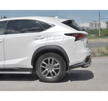 19 699 р. Защита заднего бампера (2 трубы Ø63 и 42 мм, нержавейка) SLITKOFF  Lexus NX300h  Z10 (2014-2017) дорестайлинг  с доставкой в г. Таганрог. Увеличить фотографию 2