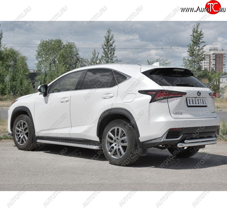 19 699 р. Защита заднего бампера (2 трубы Ø63 и 42 мм, нержавейка) SLITKOFF  Lexus NX300h  Z10 (2014-2017) дорестайлинг  с доставкой в г. Таганрог