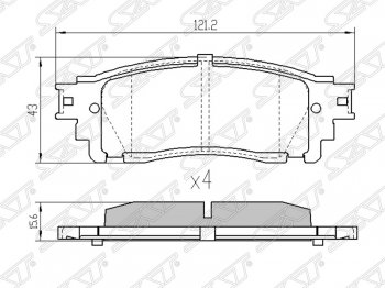 1 149 р. Колодки тормозные SAT (задние)  Lexus NX200  Z10 - NX300h  Z10  с доставкой в г. Таганрог. Увеличить фотографию 1