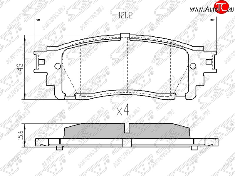 1 349 р. Колодки тормозные SAT (задние) Lexus NX300h Z10 дорестайлинг (2014-2017)  с доставкой в г. Таганрог