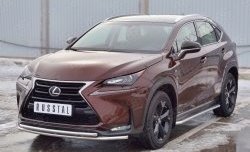 18 999 р. Защита переднего бампера (2 трубыØ42 мм, нержавейка) SLITKOFF  Lexus NX200  Z10 (2014-2017) дорестайлинг  с доставкой в г. Таганрог. Увеличить фотографию 2