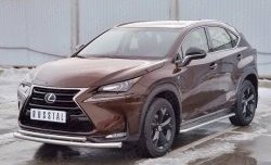 20 849 р. Защита переднего бампера (2 трубыØ63 и 42 мм, нержавейка) SLITKOFF Lexus NX200 Z10 дорестайлинг (2014-2017)  с доставкой в г. Таганрог. Увеличить фотографию 2