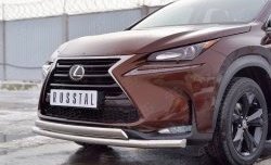 21 349 р. Защита переднего бампера (2 трубыØ63 и 75х42 мм, нержавейка) Russtal Lexus NX200 Z10 дорестайлинг (2014-2017)  с доставкой в г. Таганрог. Увеличить фотографию 4