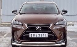 Защита переднего бампера (2 трубыØ63 и 75х42 мм, нержавейка) Russtal Lexus NX200 Z10 дорестайлинг (2014-2017)