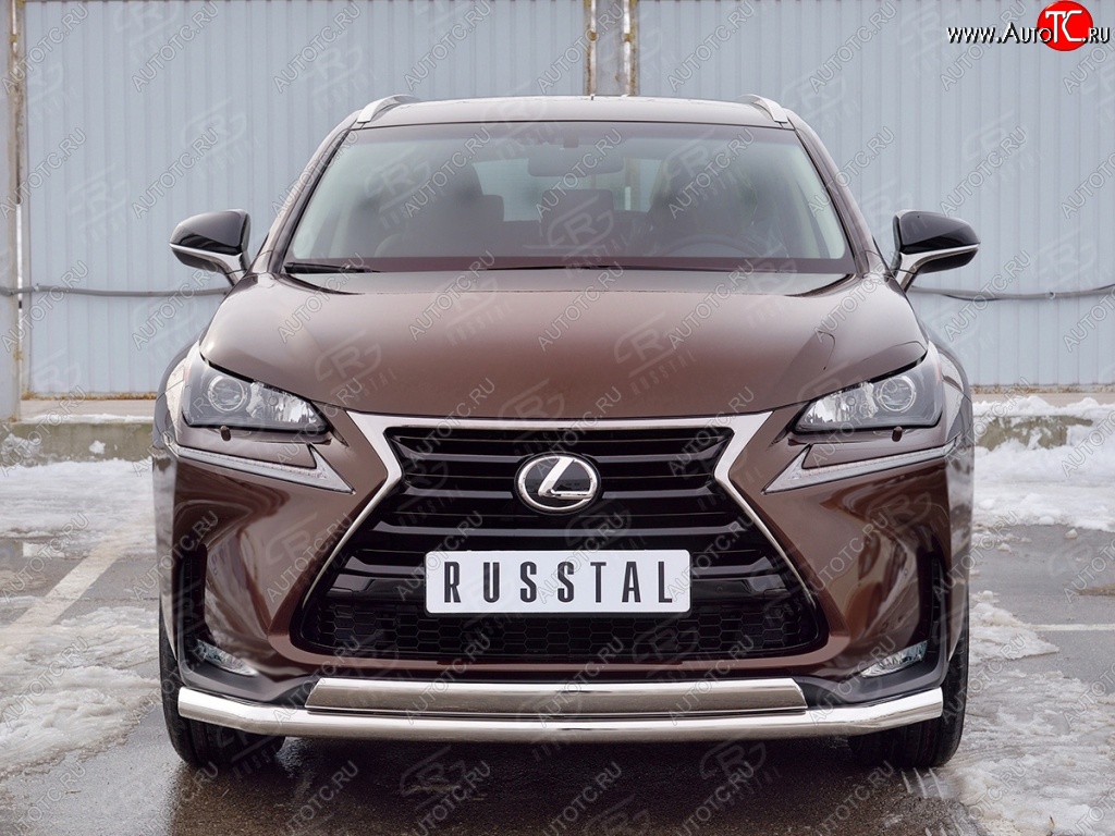 21 349 р. Защита переднего бампера (2 трубыØ63 и 75х42 мм, нержавейка) Russtal Lexus NX200 Z10 дорестайлинг (2014-2017)  с доставкой в г. Таганрог