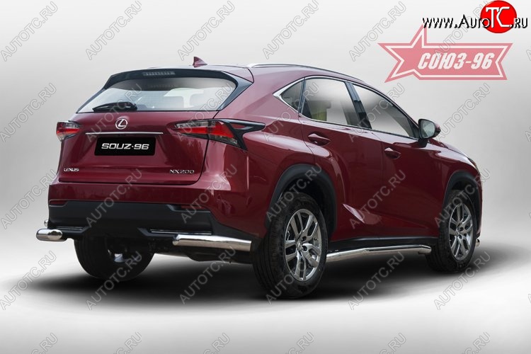 13 679 р. Угловая защита заднего бампера (d60) ( одна выхлопная труба ) Souz-96 Lexus NX200 Z10 дорестайлинг (2014-2017)  с доставкой в г. Таганрог