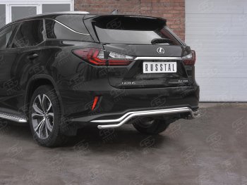 15 799 р. Защита заднего бампера (Ø42 мм волна, нержавейка, NOT F-SPORT) SLITKOFF  Lexus RX350L  AL20 (2017-2022) дорестайлинг, рестайлинг  с доставкой в г. Таганрог. Увеличить фотографию 2