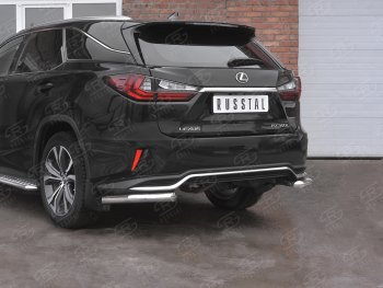 17 949 р. Защита заднего бампера (Ø63 уголки, нержавейка, NOT F-SPORT) SLITKOFF  Lexus RX350L  AL20 (2017-2022) дорестайлинг, рестайлинг  с доставкой в г. Таганрог. Увеличить фотографию 1