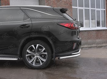 17 949 р. Защита заднего бампера (Ø63 уголки, нержавейка, NOT F-SPORT) SLITKOFF  Lexus RX350L  AL20 (2017-2022) дорестайлинг, рестайлинг  с доставкой в г. Таганрог. Увеличить фотографию 2