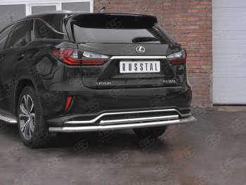 22 499 р. Защита заднего бампера (Ø63 и 42 мм, нержавейка, NOT F-SPORT) SLITKOFF Lexus RX350L AL20 рестайлинг (2019-2022)  с доставкой в г. Таганрог. Увеличить фотографию 2