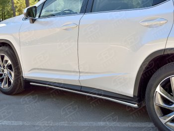 17 299 р. Защита порогов (Ø42 мм, нержавейка, кроме F-Sport) SLITKOFF  Lexus RX350L  AL20 (2017-2022) дорестайлинг, рестайлинг (Металлические торцы под 45°)  с доставкой в г. Таганрог. Увеличить фотографию 2