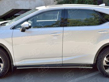 17 299 р. Защита порогов (Ø42 мм, нержавейка, кроме F-Sport) SLITKOFF  Lexus RX350L  AL20 (2017-2022) дорестайлинг, рестайлинг (Металлические торцы под 90°)  с доставкой в г. Таганрог. Увеличить фотографию 2