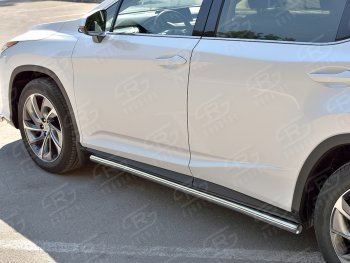 22 499 р. Защита порогов (Ø63 мм, нержавейка, кроме F-sport) SLITKOFF Lexus RX350L AL20 рестайлинг (2019-2022) (Металлические торцы под 90°)  с доставкой в г. Таганрог. Увеличить фотографию 2