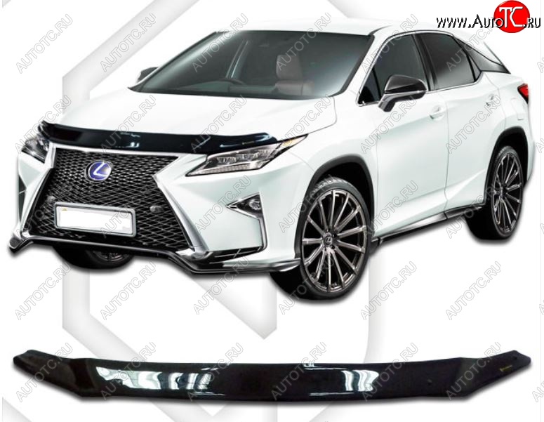 2 059 р. Дефлектор капота CA-Plastiс  Lexus RX  200T - RX350  AL20 (Classic черный, Без надписи)  с доставкой в г. Таганрог