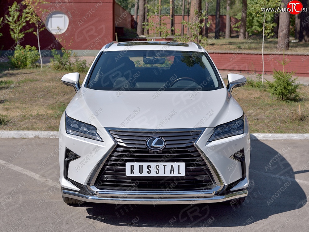 21 699 р. Защита переднего бампера (2 трубыØ63 и 42 мм, нержавейка) SLITKOFF  Lexus RX  200T (2015-2017) AL20 дорестайлинг  с доставкой в г. Таганрог