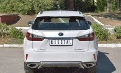 17 999 р. Защита заднего бампера (Ø42 мм волна под машину, нержавейка) SLITKOFF  Lexus RX  200T (2015-2017) AL20 дорестайлинг  с доставкой в г. Таганрог. Увеличить фотографию 1