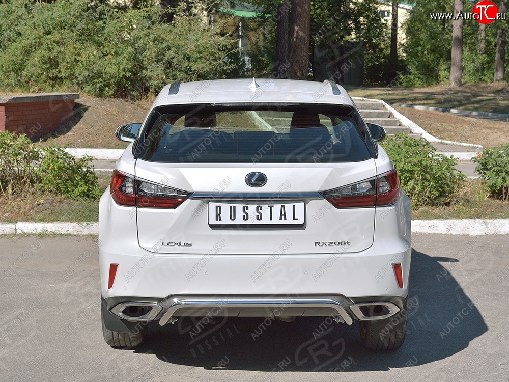 17 999 р. Защита заднего бампера (Ø42 мм волна под машину, нержавейка) SLITKOFF  Lexus RX  200T (2015-2017) AL20 дорестайлинг  с доставкой в г. Таганрог