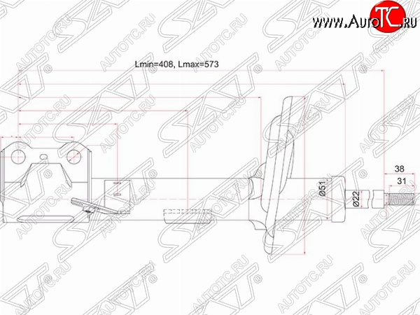 4 599 р. Правый амортизатор передний SAT Lexus RX350 AL10 дорестайлинг (2008-2012)  с доставкой в г. Таганрог