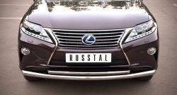 13 999 р. Защита переднего бампера (2 трубыØ63 и 42 мм, нержавейка) SLITKOFF Lexus RX450H AL10 дорестайлинг (2009-2012)  с доставкой в г. Таганрог. Увеличить фотографию 2