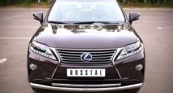 Защита переднего бампера (2 трубыØ63 и 42 мм, нержавейка) SLITKOFF Lexus RX450H AL10 дорестайлинг (2009-2012)