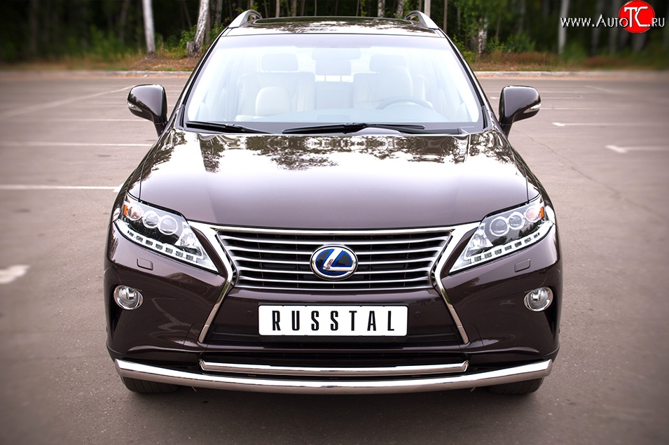 13 999 р. Защита переднего бампера (2 трубыØ63 и 42 мм, нержавейка) SLITKOFF Lexus RX450H AL10 дорестайлинг (2009-2012)  с доставкой в г. Таганрог