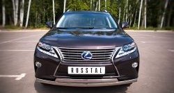 Защита переднего бампера (2 трубыØ75х42 мм, нержавейка) Russtal Lexus RX450H AL10 дорестайлинг (2009-2012)