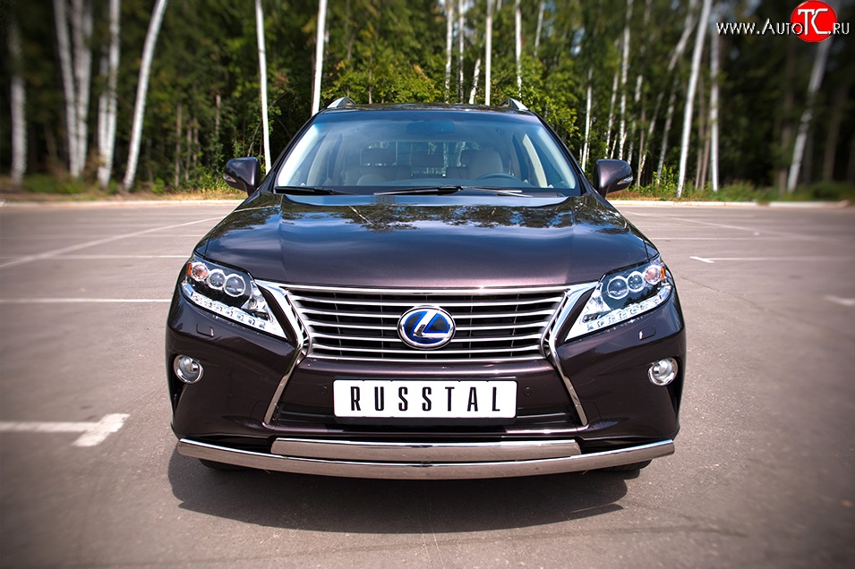 24 999 р. Защита переднего бампера (2 трубыØ75х42 мм, нержавейка) Russtal Lexus RX450H AL10 дорестайлинг (2009-2012)  с доставкой в г. Таганрог