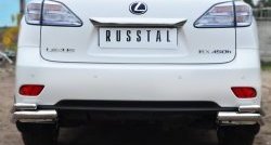 Защита заднего бампера (2 трубы Ø63 и 42 мм уголки, нержавейка) SLITKOFF Lexus RX350 AL10 дорестайлинг (2008-2012)