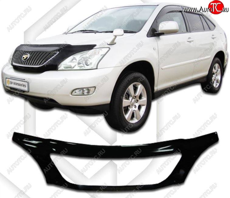 2 899 р. Дефлектор капота CA-Plastiс exclusive Lexus RX300 XU30 дорестайлинг (2003-2006) (Classic черный, Без надписи)  с доставкой в г. Таганрог