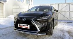 18 999 р. Двойная защита переднего бампера из труб диаметром 57 и 42 мм Slitkoff  Lexus RX350  AL20 (2015-2019) дорестайлинг (Нержавейка, Полированная)  с доставкой в г. Таганрог. Увеличить фотографию 1