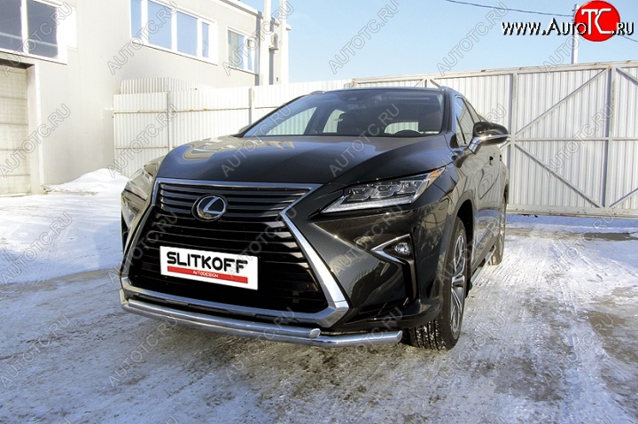 18 999 р. Двойная защита переднего бампера из труб диаметром 57 и 42 мм Slitkoff  Lexus RX350  AL20 (2015-2019) дорестайлинг (Нержавейка, Полированная)  с доставкой в г. Таганрог