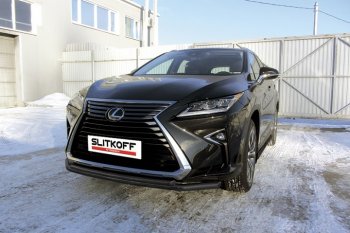 14 749 р. Защита переднего бампер Slitkoff  Lexus RX350  AL20 (2015-2019) дорестайлинг (Цвет: серебристый)  с доставкой в г. Таганрог. Увеличить фотографию 1