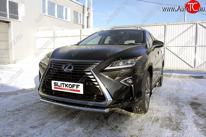 16 799 р. Защита переднего бампера из короткой трубы диаметром 57 мм Slitkoff  Lexus RX350  AL20 (2015-2019) дорестайлинг (Нержавейка, Полированная)  с доставкой в г. Таганрог