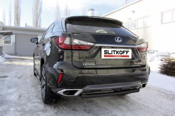 9 949 р. Защита задняя Slitkoff  Lexus RX350  AL20 (2015-2019) дорестайлинг (Цвет: серебристый)  с доставкой в г. Таганрог. Увеличить фотографию 1