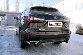 11 299 р. Защита задняя Slitkoff  Lexus RX350  AL20 (2015-2019) дорестайлинг (Цвет: серебристый)  с доставкой в г. Таганрог. Увеличить фотографию 1