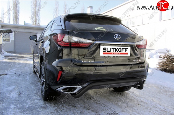 11 299 р. Защита задняя Slitkoff  Lexus RX350  AL20 (2015-2019) дорестайлинг (Цвет: серебристый)  с доставкой в г. Таганрог