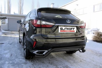 11 299 р. Защита задняя Slitkoff  Lexus RX350  AL20 (2015-2019) дорестайлинг (Цвет: серебристый)  с доставкой в г. Таганрог. Увеличить фотографию 1