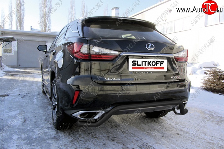 11 299 р. Защита задняя Slitkoff  Lexus RX350  AL20 (2015-2019) дорестайлинг (Цвет: серебристый)  с доставкой в г. Таганрог