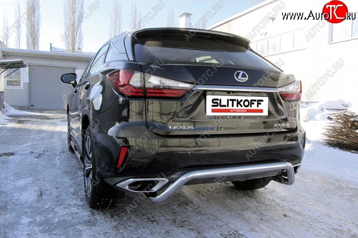 15 999 р. Защита заднего бампера диаметром 57 мм с изгибом Slitkoff  Lexus RX350  AL20 (2015-2019) дорестайлинг (Нержавейка, Полированная)  с доставкой в г. Таганрог