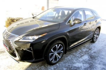 19 449 р. Пороги алюминиевые Slitkoff Lexus RX350 AL20 дорестайлинг (2015-2019) (Optima Black )  с доставкой в г. Таганрог. Увеличить фотографию 2