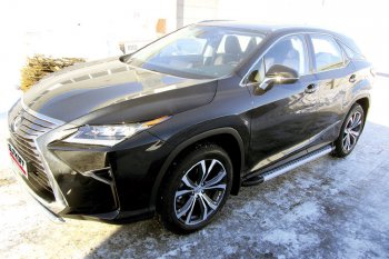 17 399 р. Пороги алюминиевые Slitkoff  Lexus RX350  AL20 (2015-2019) дорестайлинг (Standart Silver)  с доставкой в г. Таганрог. Увеличить фотографию 2