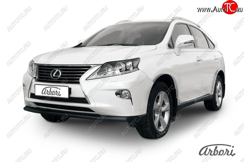 9 845 р. Защита переднего бампера Arbori (черная, 1 труба d57 mm). Lexus RX350 AL10 рестайлинг (2012-2015)  с доставкой в г. Таганрог