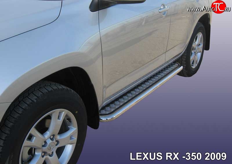 24 799 р. Широкая защита порогов Slitkoff Lexus RX350 AL10 дорестайлинг (2008-2012) (Нержавейка, Полированная)  с доставкой в г. Таганрог