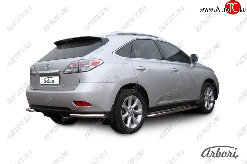 12 509 р. Защита заднего бампера Arbori (уголки, нержавейка, 1 труба d57 mm). Lexus RX350 AL10 дорестайлинг (2008-2012)  с доставкой в г. Таганрог