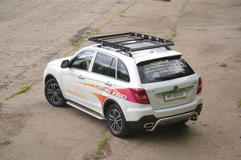 25 999 р. Порожки для ног из трубы Ø51 с алюминиевой площадкой Petroil Tuning Lifan X60 2-ой рестайлинг (2016-2024) (Нержавеющая полированная сталь)  с доставкой в г. Таганрог. Увеличить фотографию 3